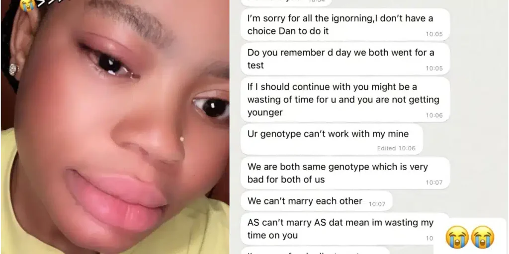 Lady Weeps as Genotype Ends Relationship with Boyfriend