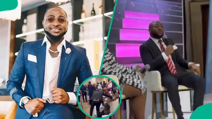 Davido's Backside trends as he kneels to greet guests at event